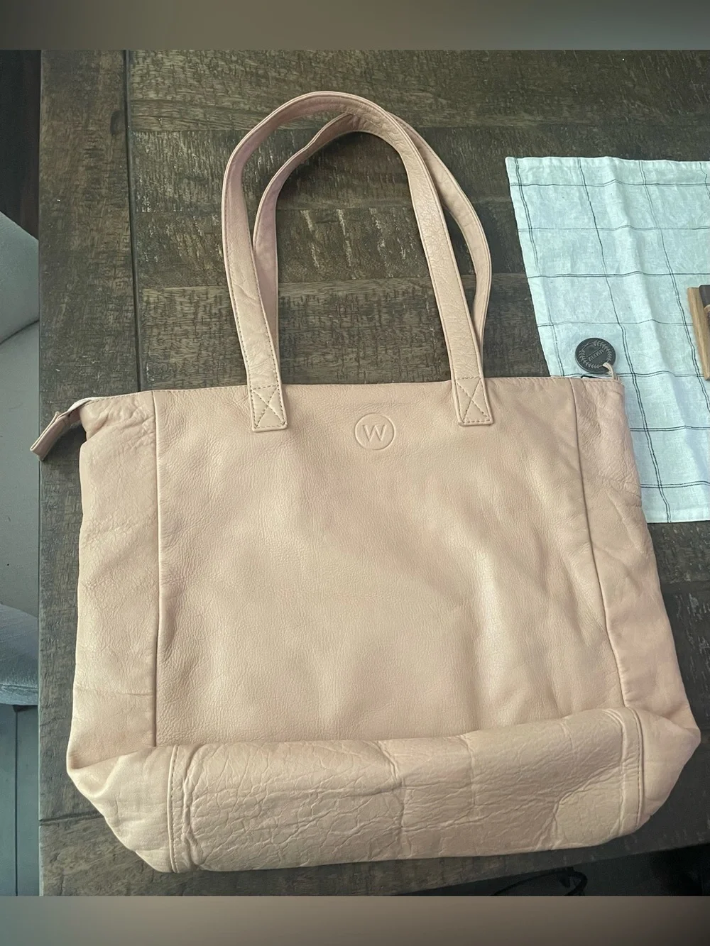 Wander Petite Parisian Leather Tote in Blush Pink